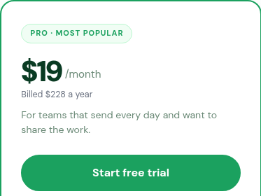 Pro annual price and yearly billing amount